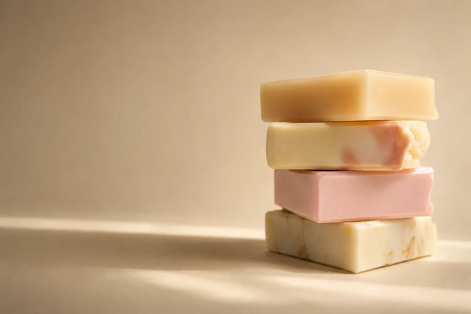 Handcrafted soap bars background
